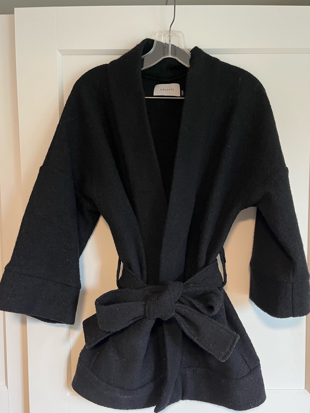 Odeylo Black Wrap Kimono Sweater with Belt